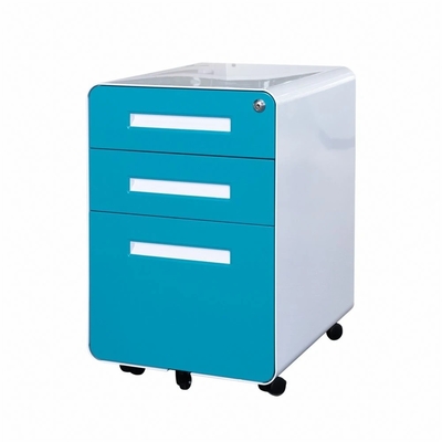 ISO14001 ISO18000 Round Edge Steel Mobile Pedestals 156cm  With Three Drawers