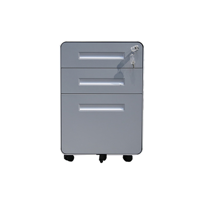 ISO14001 ISO18000 Round Edge Steel Mobile Pedestals 156cm  With Three Drawers