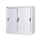 0.5~0.8mm Sliding Door File Cabinet One Shelf Metal Office Cupboard Pantone Color